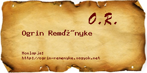 Ogrin Reményke névjegykártya